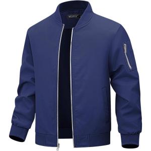 imageWULFUL Boys Bomber Jackets Kids Spring Fall Zip Up Varsity Windbreak JacketsNavy