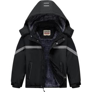 imageWULFUL Boys Waterproof Ski Coat Winter Warm Snow Coat with Hood