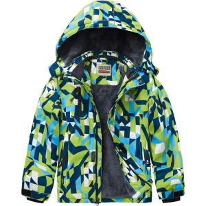 imageWULFUL Boys Waterproof Ski Jacket Warm Fleece Hooded Winter Snow CoatPattern 1