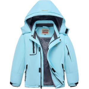 imageWULFUL Boys Waterproof Ski Jacket Warm Fleece Hooded Winter Snow CoatSky Blue
