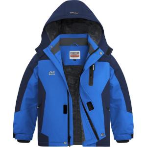 imageWULFUL Boys Waterproof Ski Jackets Warm Fleece Lined Hooded Winter Snow CoatBlue Navy