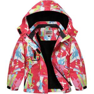 imageWULFUL Girls Waterproof Ski Jacket Warm Fleece Hooded Winter Snow CoatMulticolor