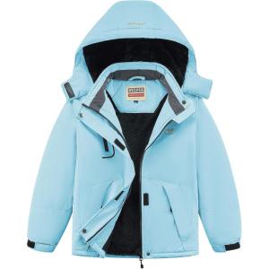 imageWULFUL Girls Waterproof Ski Jacket Warm Fleece Hooded Winter Snow CoatSky Blue