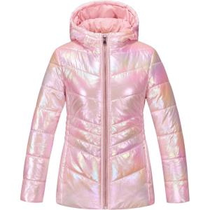 imageWULFUL Girls Winter Waterproof Coat Warm Hooded Parka Jacket LongGradient Pink