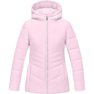 imageWULFUL Girls Winter Waterproof Coat Warm Hooded Parka Jacket LongPink