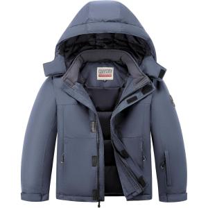 imageWULFUL Kids Waterproof Ski Jacket Warm Fleece Hooded Boys and Girls Winter Snow Coat OutwearWindproof RainCoatDark Grey