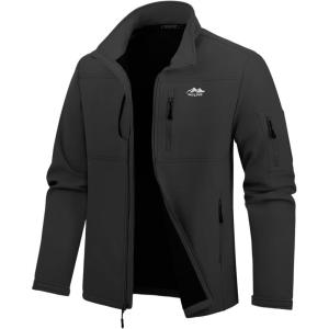 imageWULFUL Mens Lightweight Softshell Jacket Warm Fleece Lined Windbreaker Waterproof Soft Shell OutdoorDark Grey