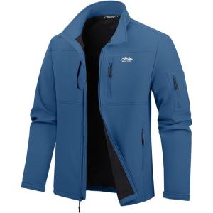 imageWULFUL Mens Lightweight Softshell Jacket Warm Fleece Lined Windbreaker Waterproof Soft Shell OutdoorRoyal Blue
