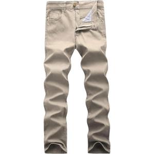imageWULFUL Mens Slim Fit Skinny Stretch Comfy Jeans Denim PantsBeige
