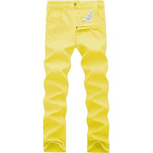imageWULFUL Mens Slim Fit Skinny Stretch Comfy Jeans Denim PantsBright Yellow
