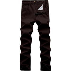 imageWULFUL Mens Slim Fit Skinny Stretch Comfy Jeans Denim PantsDeep Brown