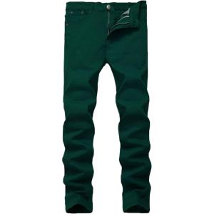 imageWULFUL Mens Slim Fit Skinny Stretch Comfy Jeans Denim PantsGreen