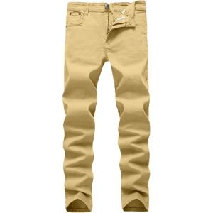 imageWULFUL Mens Slim Fit Skinny Stretch Comfy Jeans Denim PantsKhaki