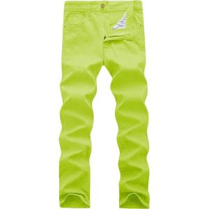 imageWULFUL Mens Slim Fit Skinny Stretch Comfy Jeans Denim PantsLemon Yellow