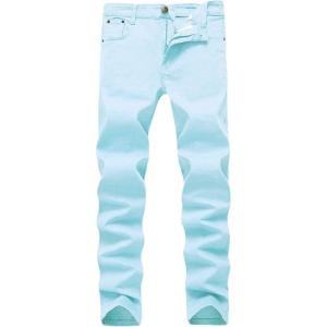 imageWULFUL Mens Slim Fit Skinny Stretch Comfy Jeans Denim PantsLight Blue