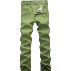 imageWULFUL Mens Slim Fit Skinny Stretch Comfy Jeans Denim PantsLight Greennew