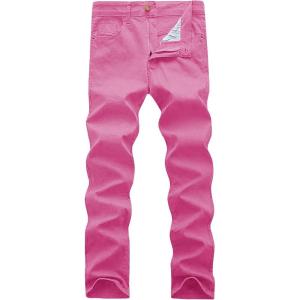 imageWULFUL Mens Slim Fit Skinny Stretch Comfy Jeans Denim PantsRose Red
