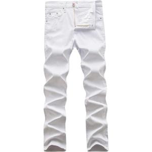 imageWULFUL Mens Slim Fit Skinny Stretch Comfy Jeans Denim PantsWhite