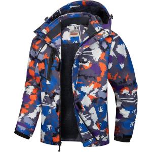 imageWULFUL Mens Waterproof Ski Jacket Warm Winter Coats Windproof Winter Jackets for Men Fleece Lined Windbreaker with HoodDigital Printing01