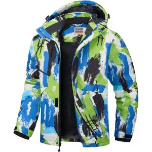 imageWULFUL Mens Waterproof Ski Jacket Warm Winter Coats Windproof Winter Jackets for Men Fleece Lined Windbreaker with HoodDigital Printing02
