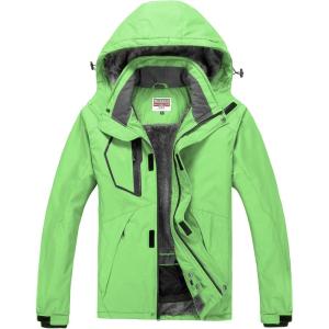 imageWULFUL Mens Waterproof Ski Jacket Warm Winter Coats Windproof Winter Jackets for Men Fleece Lined Windbreaker with HoodFluorescent Green