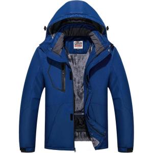 imageWULFUL Mens Waterproof Ski Jacket Warm Winter Coats Windproof Winter Jackets for Men Fleece Lined Windbreaker with HoodNavy Bluenewn2
