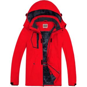 imageWULFUL Mens Waterproof Ski Jacket Warm Winter Coats Windproof Winter Jackets for Men Fleece Lined Windbreaker with HoodRedn2