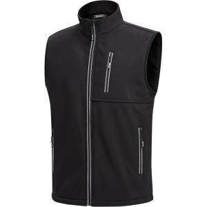 imageWULFUL Mens Windproof Lightweight Golf Vest Outerwear with Pockets Softshell Sleeveless Jacket for Travel Hiking RunningBlack