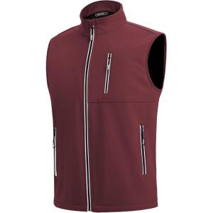 imageWULFUL Mens Windproof Lightweight Golf Vest Outerwear with Pockets Softshell Sleeveless Jacket for Travel Hiking RunningWind Red
