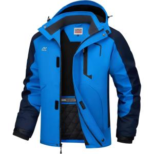 imageWULFUL Mens Winter Coats Waterproof Ski Jacket Warm Windproof Winter Windbreaker Jackets for Men with HoodBlue0047