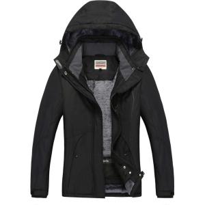 imageWULFUL Womens Waterproof Ski Jacket Warm Winter Coats Windproof Winter Jackets for Women Fleece Lined Windbreaker with HoodBlack