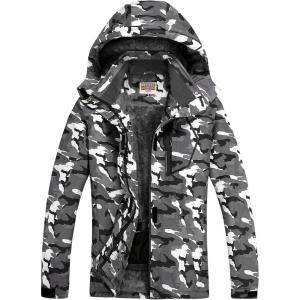 imageWULFUL Womens Waterproof Ski Jacket Warm Winter Coats Windproof Winter Jackets for Women Fleece Lined Windbreaker with HoodBlack Camo