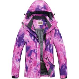 imageWULFUL Womens Waterproof Ski Jacket Warm Winter Coats Windproof Winter Jackets for Women Fleece Lined Windbreaker with HoodDigital Printing03