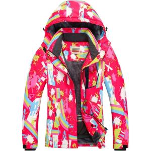 imageWULFUL Womens Waterproof Ski Jacket Warm Winter Coats Windproof Winter Jackets for Women Fleece Lined Windbreaker with HoodDigital Printing04