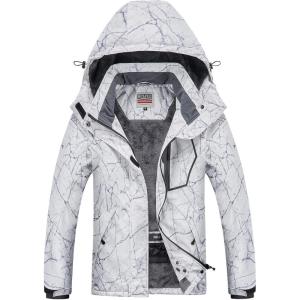 imageWULFUL Womens Waterproof Ski Jacket Warm Winter Coats Windproof Winter Jackets for Women Fleece Lined Windbreaker with HoodDigital Printing05