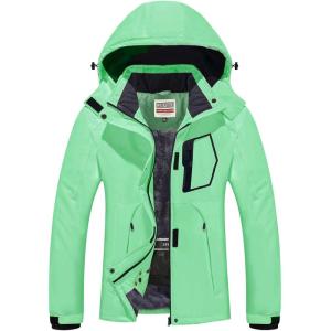 imageWULFUL Womens Waterproof Ski Jacket Warm Winter Coats Windproof Winter Jackets for Women Fleece Lined Windbreaker with HoodFluorescent Green