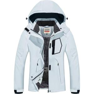 imageWULFUL Womens Waterproof Ski Jacket Warm Winter Coats Windproof Winter Jackets for Women Fleece Lined Windbreaker with HoodLight Greynew