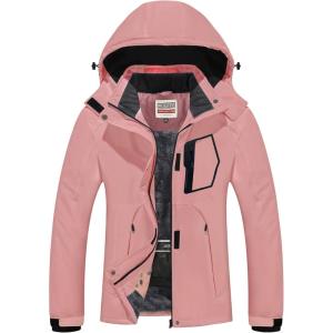 imageWULFUL Womens Waterproof Ski Jacket Warm Winter Coats Windproof Winter Jackets for Women Fleece Lined Windbreaker with HoodPinkn2