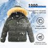 imageWULFUL Boys Girls Winter Coats Waterproof Fleece Lined Puffer Jackets Kids Thicken Outerwear With Detachable HoodArmy Green