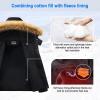 imageWULFUL Boys Girls Winter Coats Waterproof Fleece Lined Puffer Jackets Kids Thicken Outerwear With Detachable HoodBlack