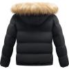 imageWULFUL Boys Girls Winter Coats Waterproof Fleece Lined Puffer Jackets Kids Thicken Outerwear With Detachable HoodBlack