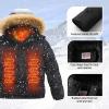 imageWULFUL Boys Girls Winter Coats Waterproof Fleece Lined Puffer Jackets Kids Thicken Outerwear With Detachable HoodBlack