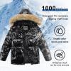 imageWULFUL Boys Girls Winter Coats Waterproof Fleece Lined Puffer Jackets Kids Thicken Outerwear With Detachable HoodBright Black