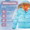 imageWULFUL Boys Girls Winter Coats Waterproof Fleece Lined Puffer Jackets Kids Thicken Outerwear With Detachable HoodLake Blue
