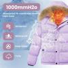 imageWULFUL Boys Girls Winter Coats Waterproof Fleece Lined Puffer Jackets Kids Thicken Outerwear With Detachable HoodLight Purple
