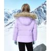 imageWULFUL Boys Girls Winter Coats Waterproof Fleece Lined Puffer Jackets Kids Thicken Outerwear With Detachable HoodLight Purple