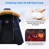 imageWULFUL Boys Girls Winter Coats Waterproof Fleece Lined Puffer Jackets Kids Thicken Outerwear With Detachable HoodNavy