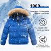 imageWULFUL Boys Girls Winter Coats Waterproof Fleece Lined Puffer Jackets Kids Thicken Outerwear With Detachable HoodRoyal Blue