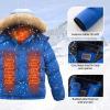 imageWULFUL Boys Girls Winter Coats Waterproof Fleece Lined Puffer Jackets Kids Thicken Outerwear With Detachable HoodRoyal Blue