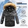 imageWULFUL Boys Winter Coat Waterproof Fleece Lined Parka Jackets Kids Hooded Puffer OuterwearBlack